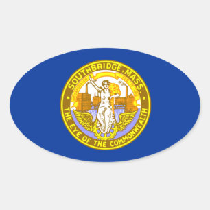 Flag of Southbridge, Massachusetts Oval Sticker