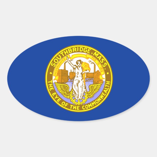 Flag of Southbridge, Massachusetts Oval Sticker (Front)