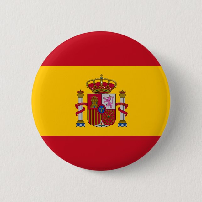 Flag of Spain Round Pin Badge Button (Front)