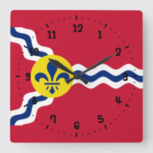Flag of St. Louis, Missouri Square Wall Clock
