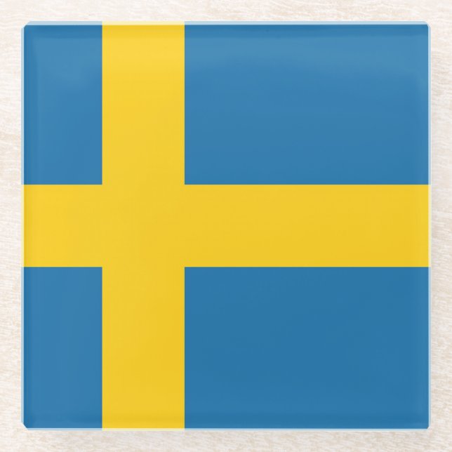 Flag of Sweden Glass Coaster (Front)