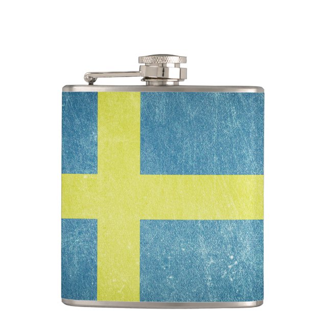 Flag of Sweden Grunge Hip Flask (Front)
