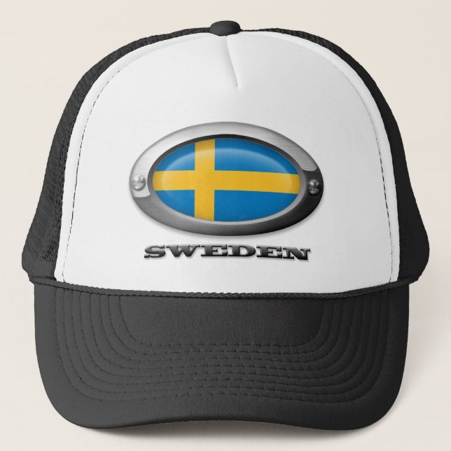 Flag of Sweden in Steel Frame Trucker Hat (Front)