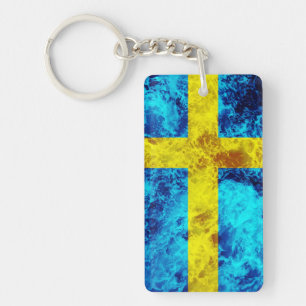 Flag of Sweden - Ocean Waves Key Ring