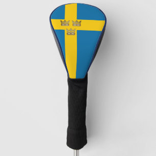 Flag of Sweden with Three Crowns of Sweden added Golf Head Cover