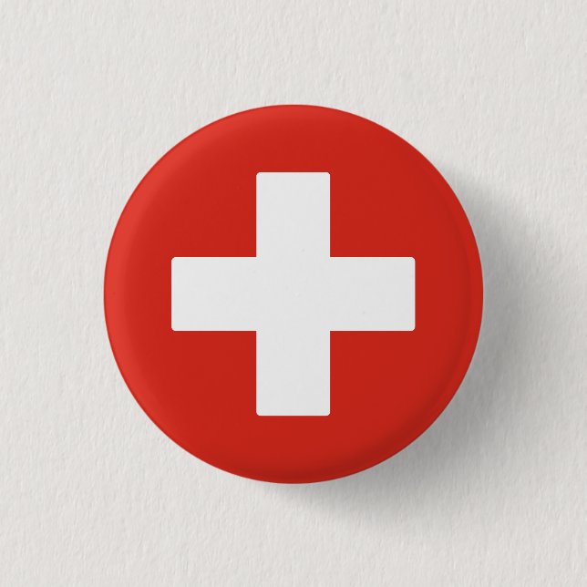 Flag of Switzerland 3 Cm Round Badge (Front)