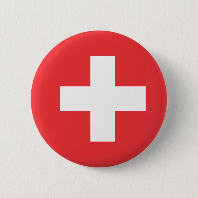 Flag of Switzerland 6 Cm Round Badge (Front)