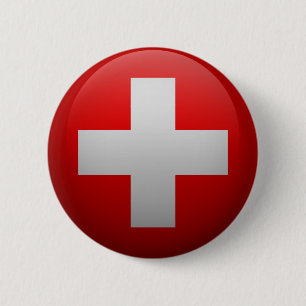 Flag of Switzerland 6 Cm Round Badge