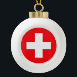 Flag of Switzerland Ceramic Ball Christmas Ornament<br><div class="desc">National flag of Switzerland.</div>