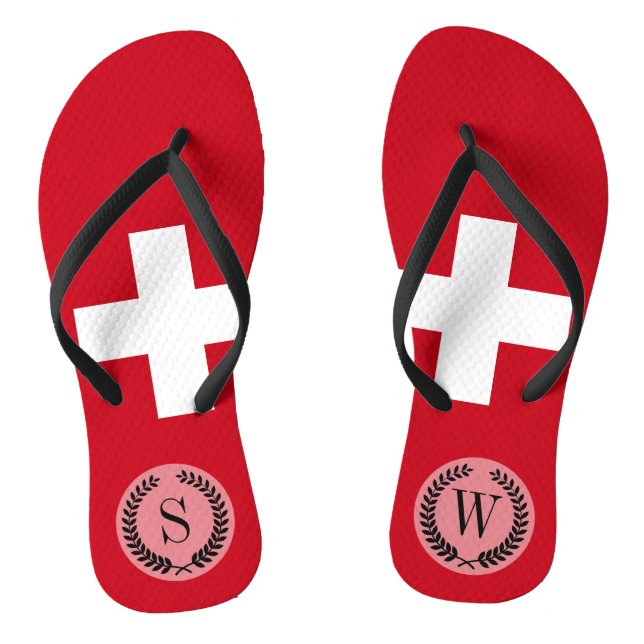 Flag of Switzerland Jandals (Footbed)