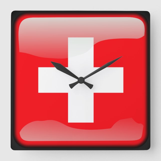 Flag of Switzerland Square Wall Clock (Front)