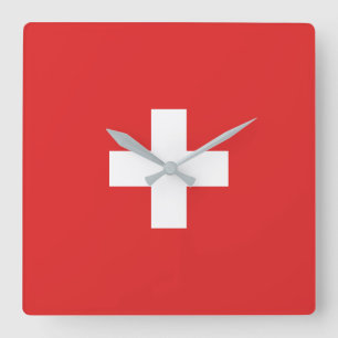 Flag of Switzerland - Switzerland - Suisse - Svizz Square Wall Clock