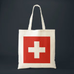 Flag of Switzerland Tote Bag<br><div class="desc">The flag of Switzerland consists of a red flag with a white cross in the centre. The red colour Swiss flag is ideal for sports events, home decor, restaurants , bars and travel. Text can be added or removed and sizes can be altered. High quality images have been created to...</div>