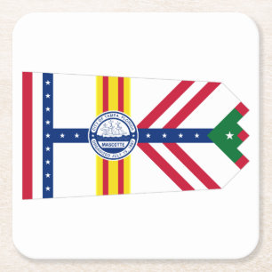 Flag of Tampa, Florida Square Paper Coaster