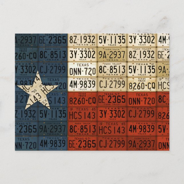 Flag of Texas Lone Star State License Plate Art Postcard (Front)