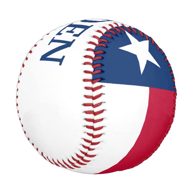 Flag of Texas State with Customisable Name Baseball (Angled)
