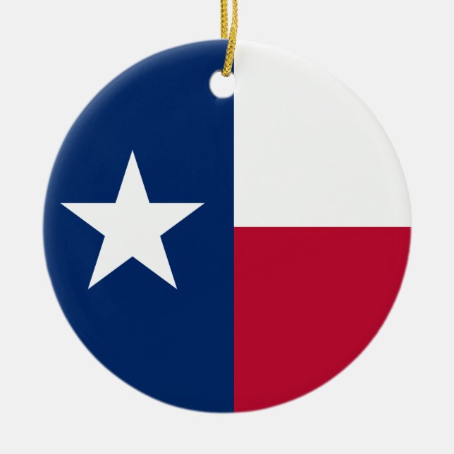 Flag of Texas (US State) Ceramic Tree Decoration (Front)