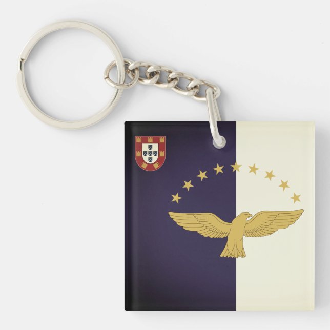 Flag of the Azores, Portugal Key Ring (Front)