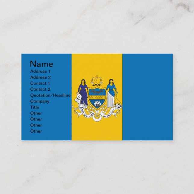 Flag of the city of Philadelphia Business Card (Front)