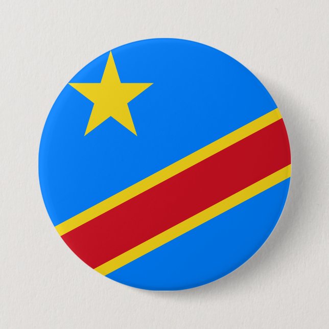 Flag of the DRC (Democratic Republic of the Congo) 7.5 Cm Round Badge (Front)