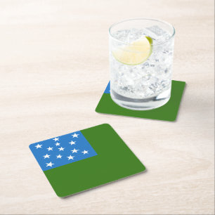 Flag of the Green Mountain Boys Button Square Paper Coaster