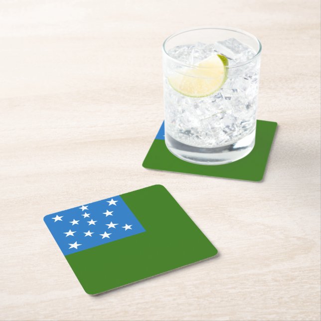 Flag of the Green Mountain Boys Button Square Paper Coaster (Insitu)