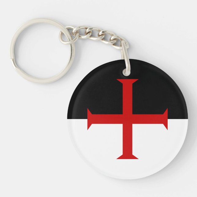 Flag of the Knights Templar Key Ring (Front)