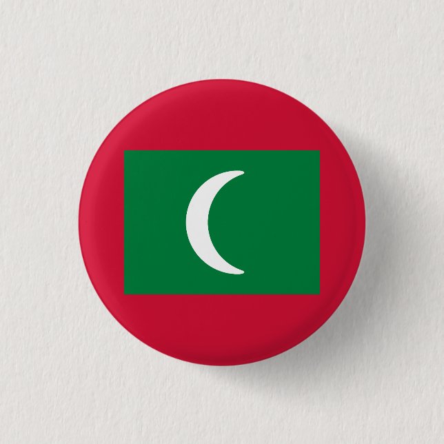 Flag of the Maldives 3 Cm Round Badge (Front)