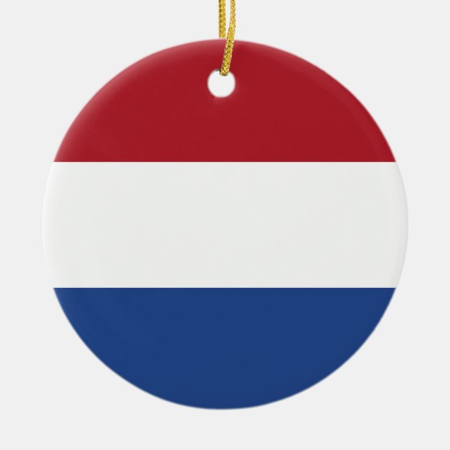 Flag of the Netherlands Ceramic Tree Decoration (Front)
