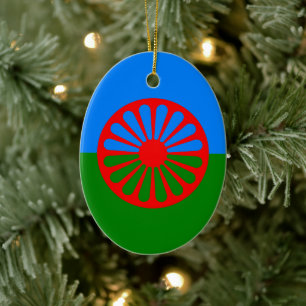 Flag of the Romani people Ceramic Tree Decoration