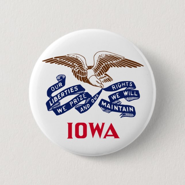 Flag of the state of Iowa 6 Cm Round Badge (Front)
