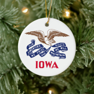 Flag of the state of Iowa Ceramic Tree Decoration