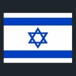 Flag of the State of Israel Poster<br><div class="desc">Flag of the State of Israel
The blue stripes are intended to symbolise the stripes on a tallit,  the traditional Jewish prayer shawl. The portrayal of a Star of David on the flag of the State of Israel is a widely acknowledged symbol of the Jewish people and of Judaism.</div>