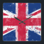Flag of the United Kingdom or the Union Jack Square Wall Clock<br><div class="desc">Flag of the United Kingdom or the Union Jack</div>