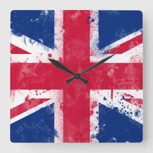 Flag of the United Kingdom or the Union Jack Square Wall Clock