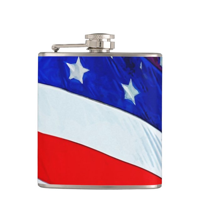 Flag of the United States Abstract Impressionism Hip Flask (Front)