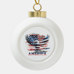Flag of the United States. America Ceramic Ball Christmas Ornament