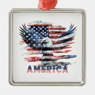 Flag of the United States. America Metal Tree Decoration