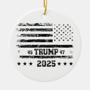 Flag of the United States.Donald Trump. Ceramic Tree Decoration
