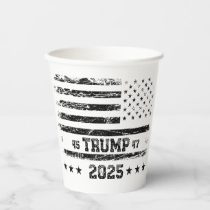 Flag of the United States.Donald Trump. Paper Cups
