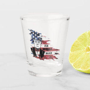Flag of the United States.Donald Trump. Shot Glass