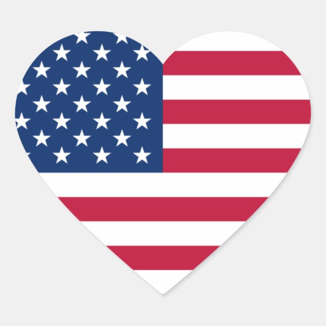Flag of the United States of America Heart Sticker (Front)