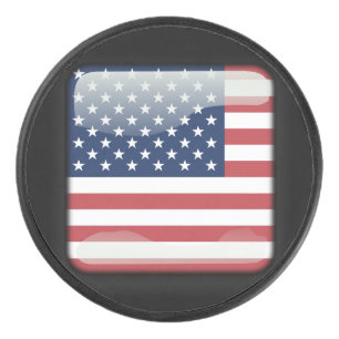 Flag of the United States of America Hockey Puck