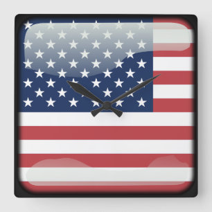 Flag of the United States of America Square Wall Clock