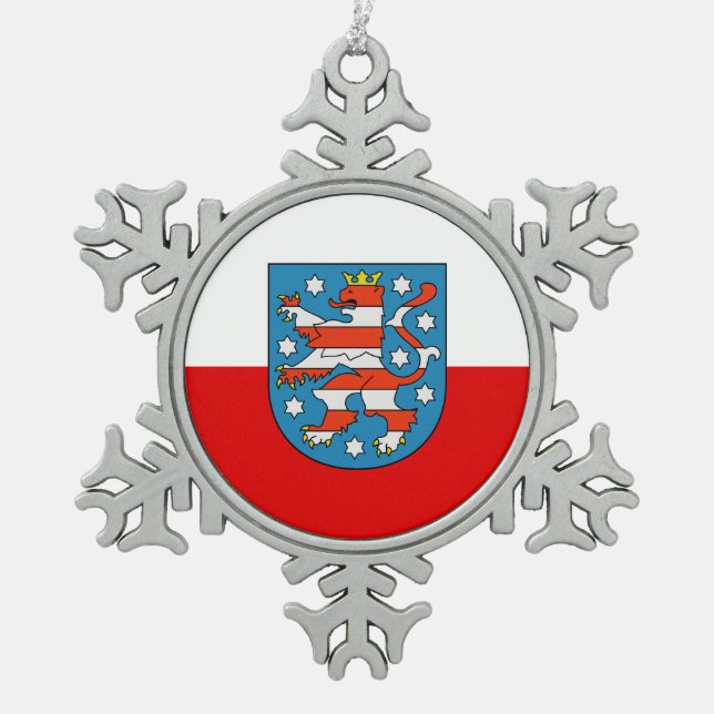 Flag of Thuringia Snowflake Pewter Christmas Ornam Snowflake Pewter Christmas Ornament (Front)