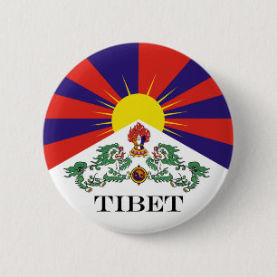 Flag of Tibet or Snow Lion Flag 6 Cm Round Badge