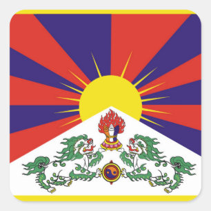 Flag of Tibet  or Snow Lion Flag Square Sticker