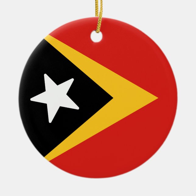 Flag of Timor-Leste Ceramic Tree Decoration (Front)