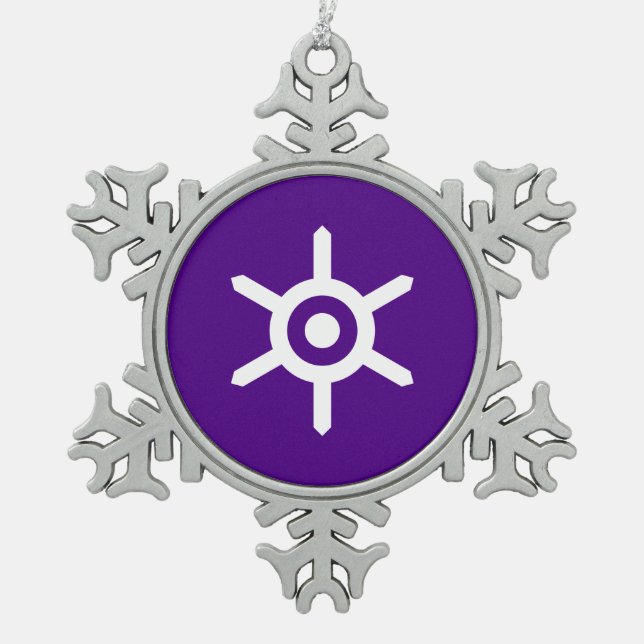 Flag of Tokyo prefecture, Japan Snowflake Pewter Christmas Ornament (Front)