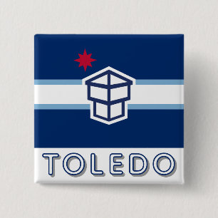 Flag of Toledo, Ohio 15 Cm Square Badge